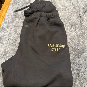 Essentials Black Joggers with Gold Logo